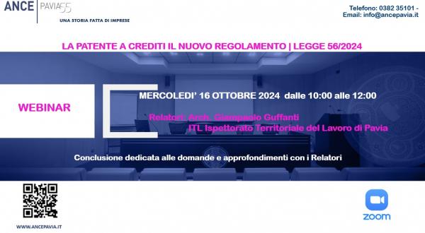 SAVE_THE_DATE_WEBINAR_ANCE_PAVIA_LA_PATENTE_A_CREDITI_IL_NUOVO_REGOLAMENTO_LEGGE_56_2024_GIOVEDI_10_OTTOBRE_2024_mattina